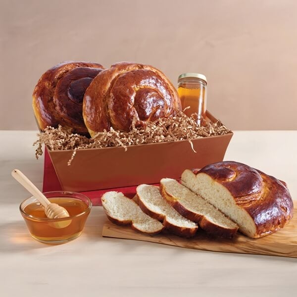 Round Challah and Honey Crate
